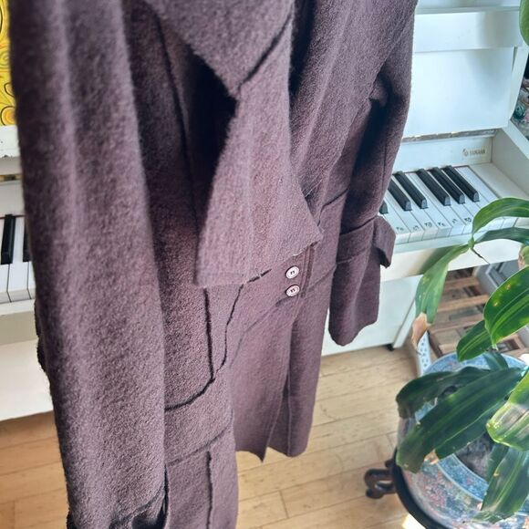 April Cornell 90s Chocolate Brown Long Sleeve Sweater Cardigan M Wool Vintage - Picture 16 of 16